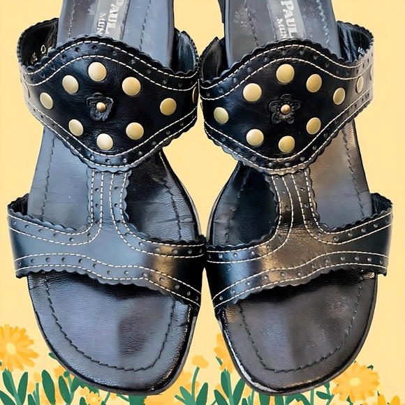 Paul Green Black Studded Slides - Picture 4 of 9